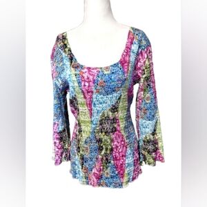 NWOT Alberto Makali Multicolor Blouse Accents, Long Sleeve XL